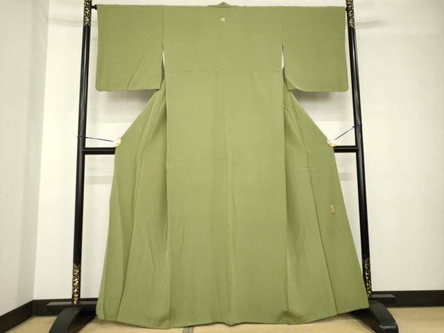 平和屋着物●上質な色無地 作家物 国防色 正絹 逸品 AABH3357ck