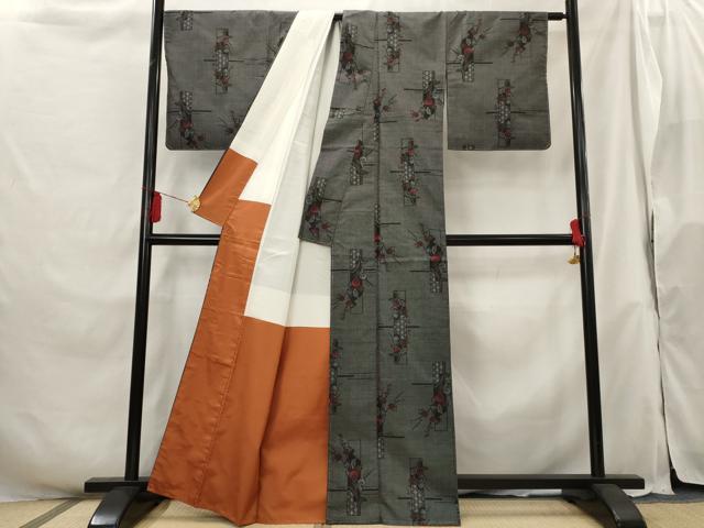 平和屋着物■本場大島紬 7マルキ 短冊枝花文 正絹 逸品 未使用 AABH3363st