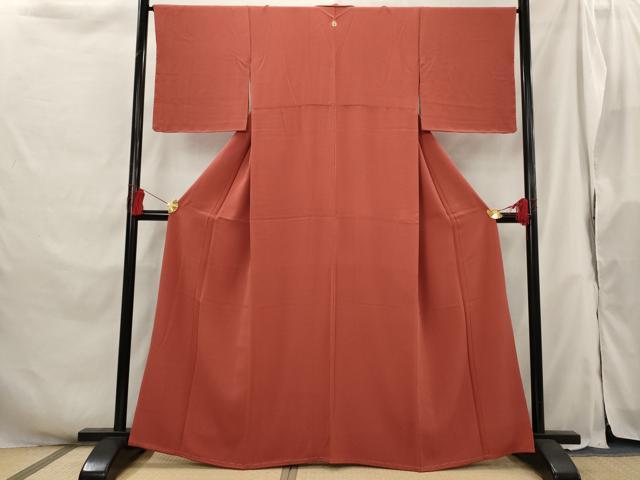 平和屋着物■上質な色無地 紋意匠 紅樺色 正絹 逸品 未使用 AABH3368st