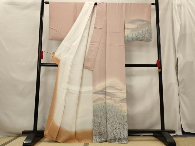 平和屋着物■訪問着 遠山飛鶴文 暈し染め 三越扱い 正絹 逸品 AABH3374st