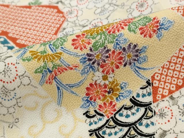 平和屋着物■上質な小紋 色紙重ね花文 正絹 逸品 AABH3380st