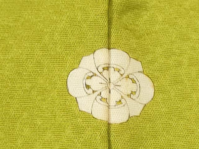平和屋着物■上質な色無地 草葉地紋 鶯色 正絹 逸品 AABH3382st