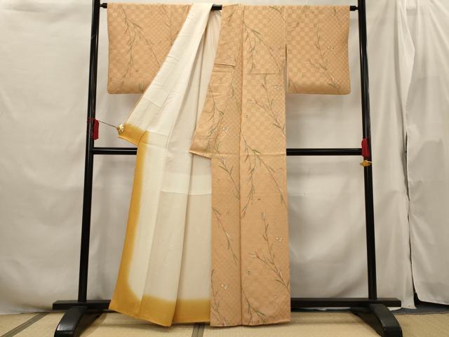 平和屋着物■上質な小紋 草葉文 金彩 正絹 逸品 AABH3389st