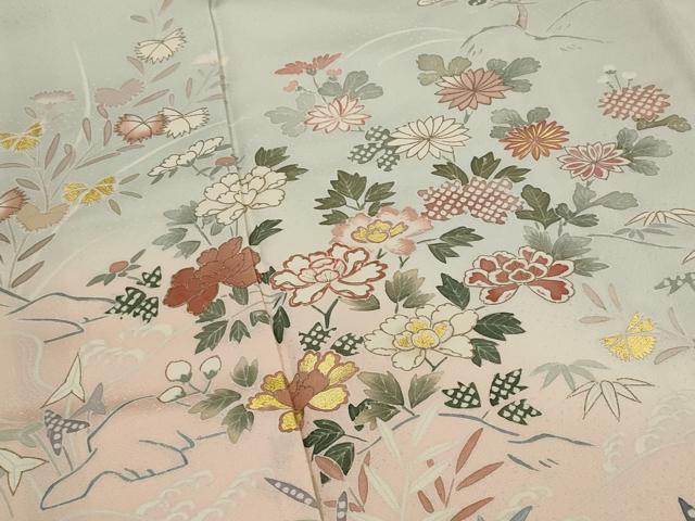 平和屋着物■訪問着 草花文 暈し染め 金彩 正絹 逸品 AABH3391st