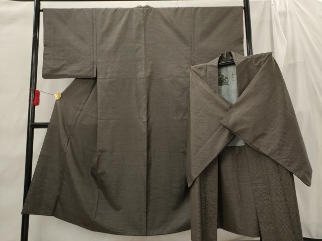 平和屋着物■男性 本場大島紬 アンサンブル 格子 正絹 逸品 AABH3412st