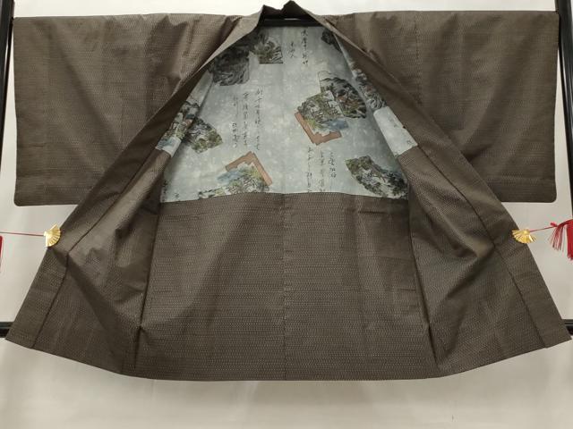 平和屋着物■男性 本場大島紬 アンサンブル 格子 正絹 逸品 AABH3412st