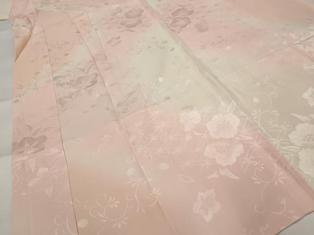 平和屋着物■長襦袢 無双仕立て 草花地紋 暈し染め 正絹 逸品 AABH3419st