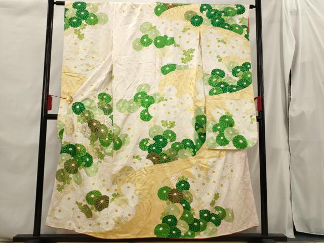 平和屋着物■豪華振袖 駒刺繍 流水花文 金彩 正絹 逸品 AABH3423st