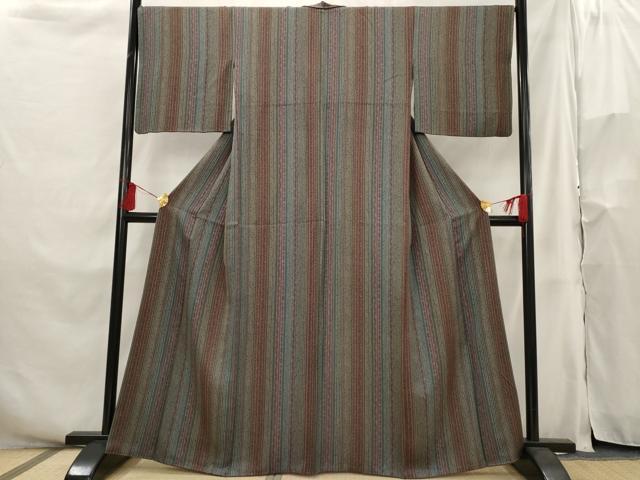 平和屋着物■上質な小紋 草花間道 正絹 逸品 AABH3427st