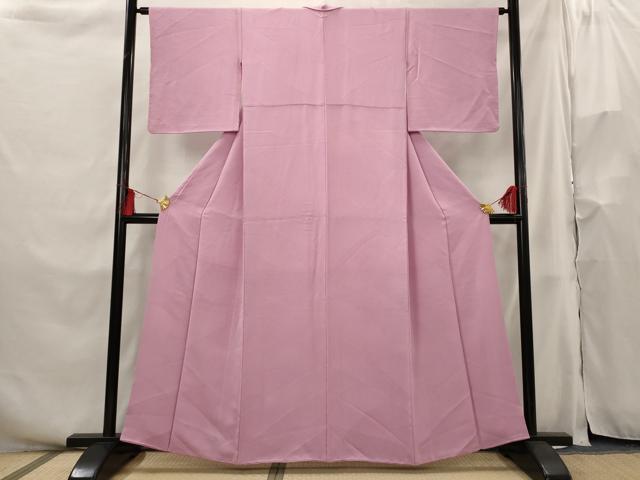 平和屋着物■上質な色無地 切嵌地紋 桃花色 正絹 逸品 AABH3448st