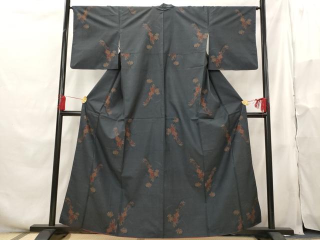 平和屋着物■本場大島紬 7マルキ 草花文 正絹 逸品 AABH3464st