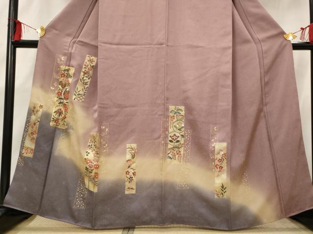平和屋着物■訪問着 駒刺繍 短冊花文 暈し染め 金彩 正絹 逸品 AABH3471st