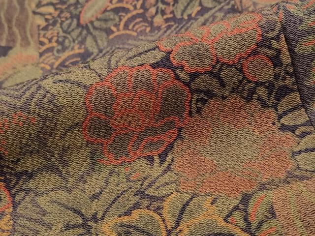 平和屋着物■上質な小紋 色紙重ね草花文 鬼しぼ縮緬 正絹 逸品 AABH3486st