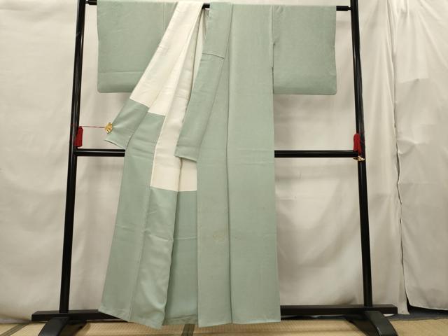 平和屋着物■上質な色無地 花唐草地紋 薄青色 正絹 逸品 AABH3492st
