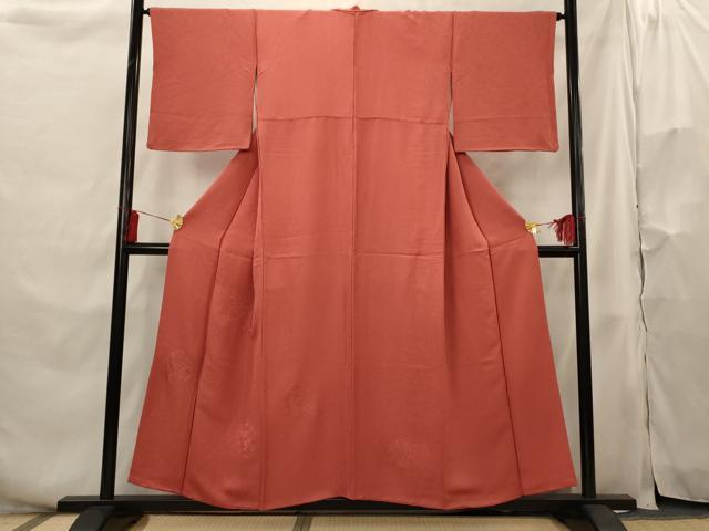 平和屋着物■無地絵羽訪問着 花丸地紋 紅樺色 正絹 逸品 AABH3493st