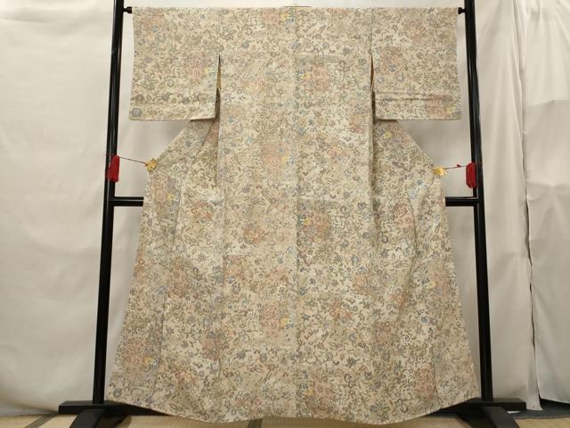 平和屋着物■上質な小紋 更紗花文 正絹 逸品 AABH3507st