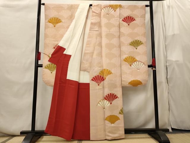 平和屋着物■豪華振袖 駒刺繍 花青海波文 金彩 金通し地 正絹 逸品 AABH3537st