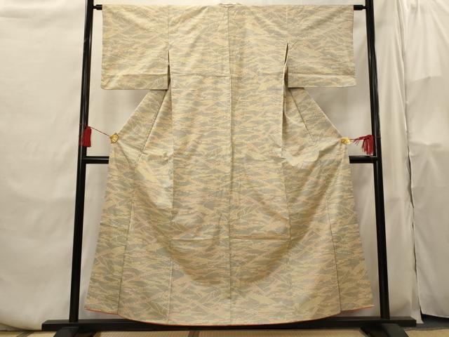平和屋着物■上質な紬 幾何学文様 正絹 逸品 AABH3538st