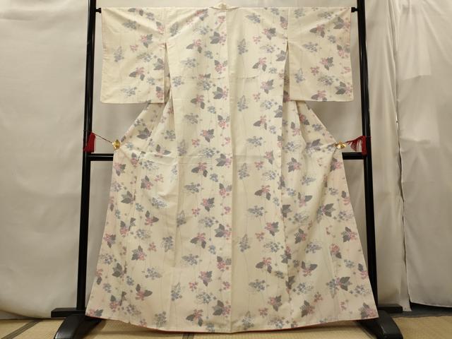 平和屋着物■上質な紬 草花文 正絹 逸品 AABH3544st