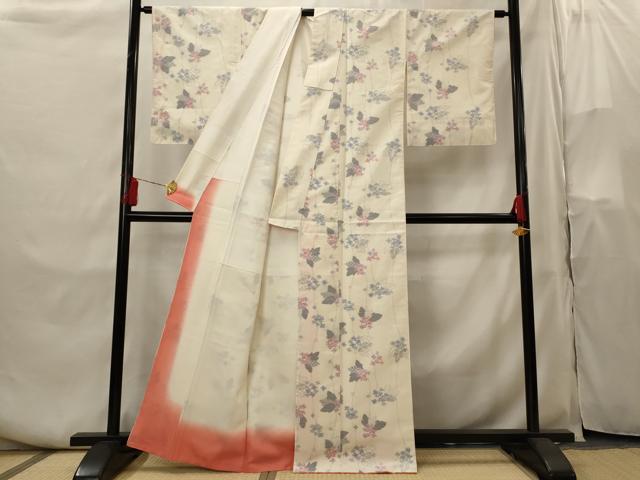 平和屋着物■上質な紬 草花文 正絹 逸品 AABH3544st