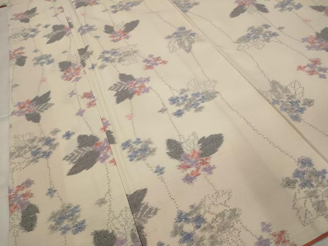平和屋着物■上質な紬 草花文 正絹 逸品 AABH3544st