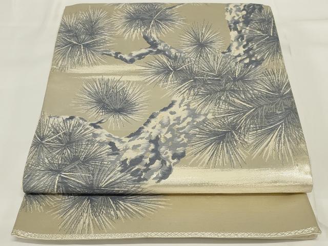 平和屋着物◎六通柄袋帯 唐織 大王松 銀糸 正絹 逸品 AABH3577ou