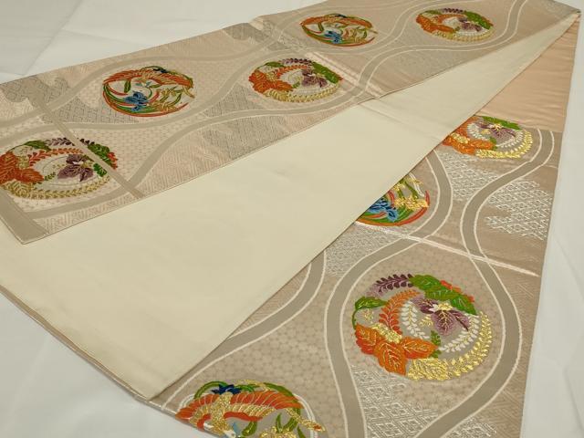 平和屋着物◎六通柄袋帯 唐織 立涌花鳥文 金銀糸 正絹 逸品 AABH3578ou