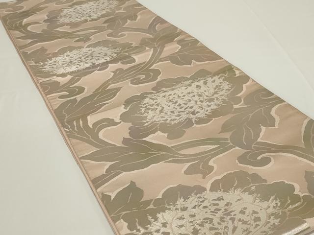 平和屋着物◎六通柄袋帯 花唐草文 銀糸 正絹 逸品 AABH3582ou