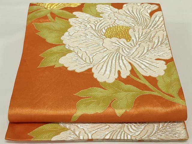 平和屋着物◎六通柄袋帯 唐織 草花文 金銀糸 正絹 逸品 AABH3583ou
