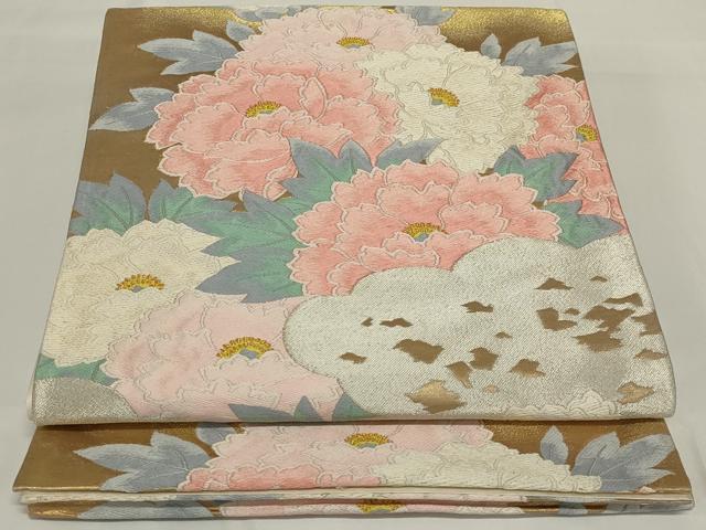 平和屋着物◎六通柄袋帯 唐織 草花文 金銀糸 正絹 逸品 AABH3591ou