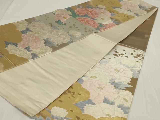 平和屋着物◎六通柄袋帯 唐織 草花文 金銀糸 正絹 逸品 AABH3591ou