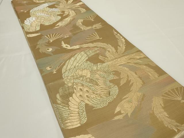 平和屋着物◎六通柄袋帯 鳳凰 金糸 正絹 逸品 AABH3599ou
