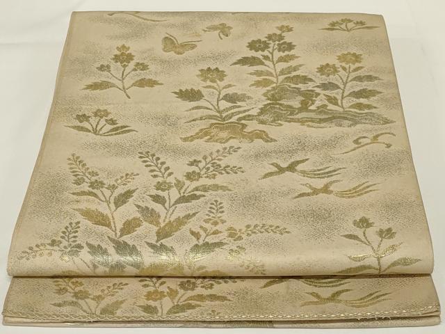 平和屋着物◎六通柄 本袋帯 鳥獣花文 金糸 正絹 逸品 AABH3600ou
