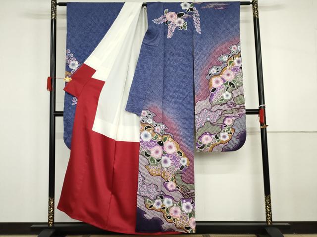 平和屋着物●豪華振袖・長襦袢(無双仕立て)セット 総絞り 辻が花 暈し染め 正絹 逸品 AABH3601cs