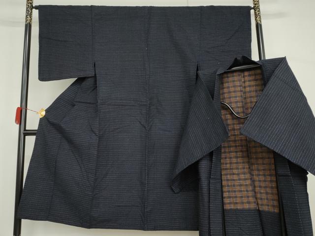 平和屋着物●男性 久留米絣 アンサンブル 横段文 綿 逸品 AABH3602cs