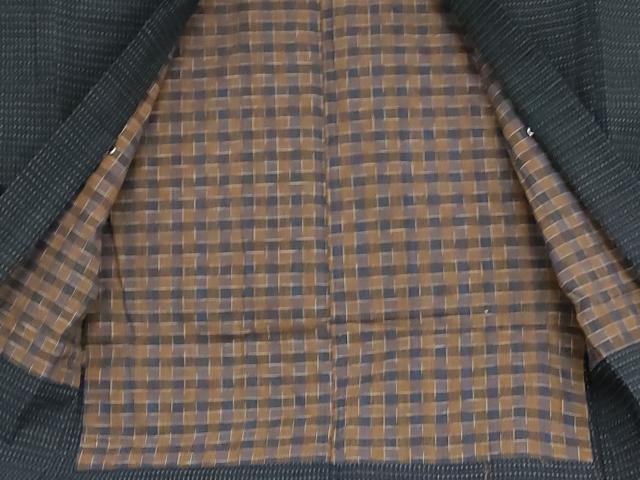 平和屋着物●男性 久留米絣 アンサンブル 横段文 綿 逸品 AABH3602cs
