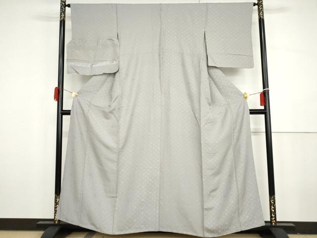 平和屋着物●創業460年・千總 色無地 幸菱地紋 暁鼠色 反端付き 丹後ちりめん 正絹 逸品 AABH3607cs