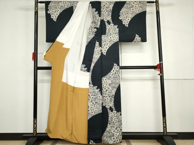 平和屋着物●上質な小紋 草花文 金彩 正絹 逸品 AABH3611cs
