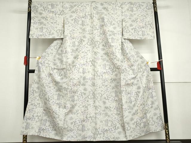 平和屋着物●上質な紬 枝花文 正絹 逸品 AABH3613cs