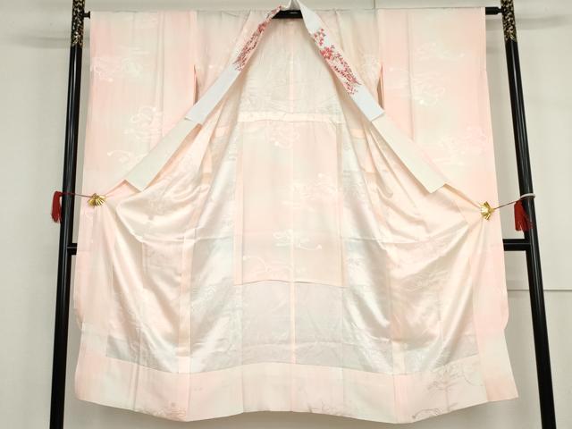 平和屋着物●振袖用長襦袢 無双仕立て 短冊花地紋 暈し染め 半衿刺繍 正絹 逸品 AABH3615cs