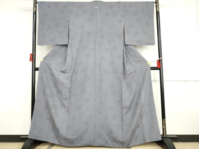 平和屋着物●お召 作家物 結び紐丸地紋 紅掛花色 正絹 逸品 AABH3616cs