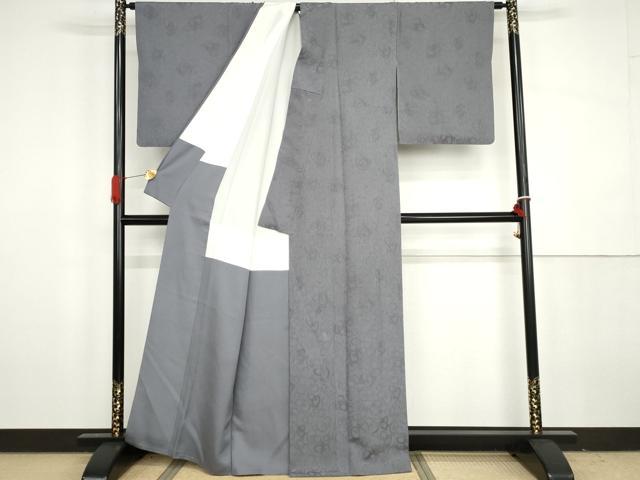 平和屋着物●お召 作家物 結び紐丸地紋 紅掛花色 正絹 逸品 AABH3616cs