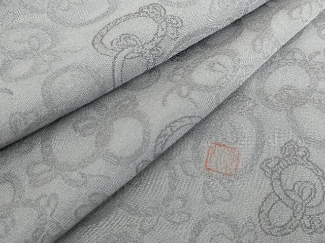 平和屋着物●お召 作家物 結び紐丸地紋 紅掛花色 正絹 逸品 AABH3616cs