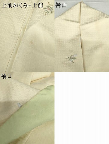 平和屋着物●上質な小紋 総刺繍 枝花文 金糸 やまと誂製 ロング丈 正絹 逸品 AABH3617cs