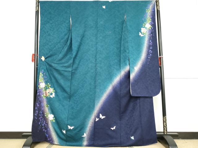 平和屋着物●豪華振袖 花蝶文 暈し染め 金彩 やまと誂製 正絹 逸品 AABH3618cs
