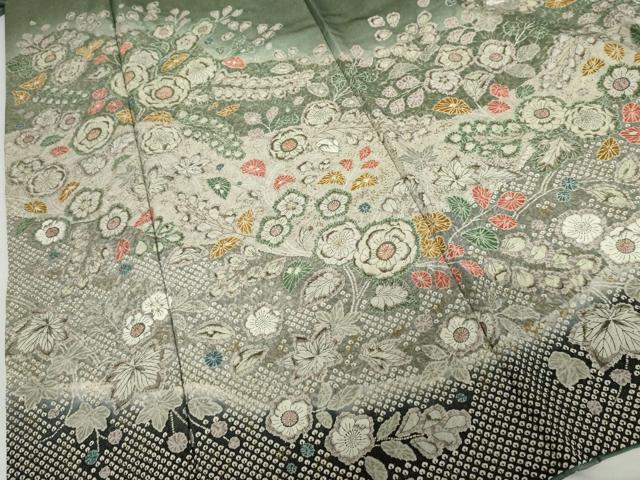 平和屋着物●訪問着 辻が花 暈し染め 金彩 金通し地 正絹 逸品 AABH3622cs