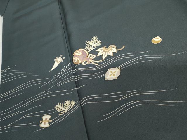 平和屋着物●訪問着 友禅 駒刺繍 流水吉祥文 金彩 正絹 逸品 AABH3625cs