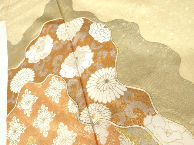 平和屋着物●豪華色留袖 駒刺繍 花唐草文 金糸 金彩 正絹 逸品 AABH3630cs