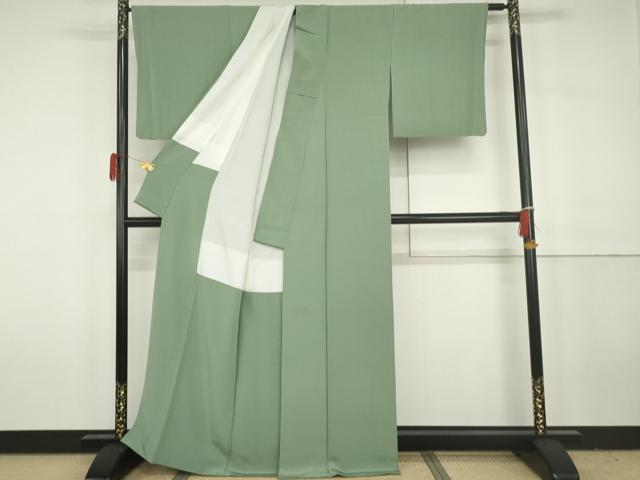 平和屋着物●上質な色無地 青磁色 正絹 逸品 AABH3653cs