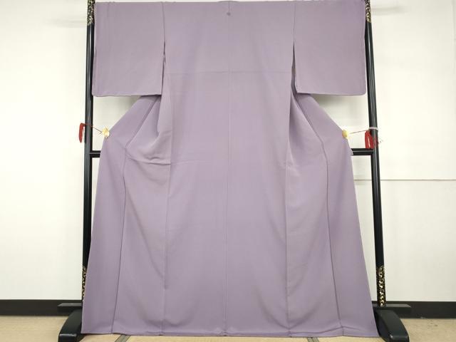 平和屋着物●上質な色無地 紫苑色 京都きもの友禅扱い ロング丈 正絹 逸品 未使用 AABH3657cs